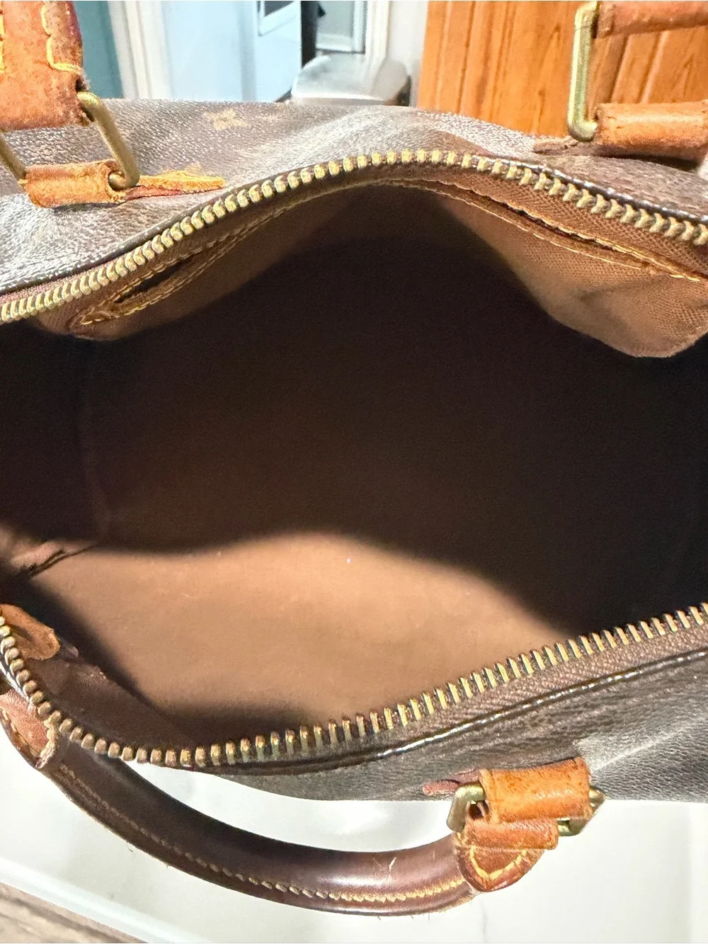 Louis Vuitton Monogram Speedy Satchel - Dark Brown & Tan